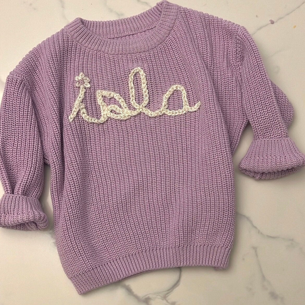 Custom Hand Embroidered Sweater | Baby Name Sweater