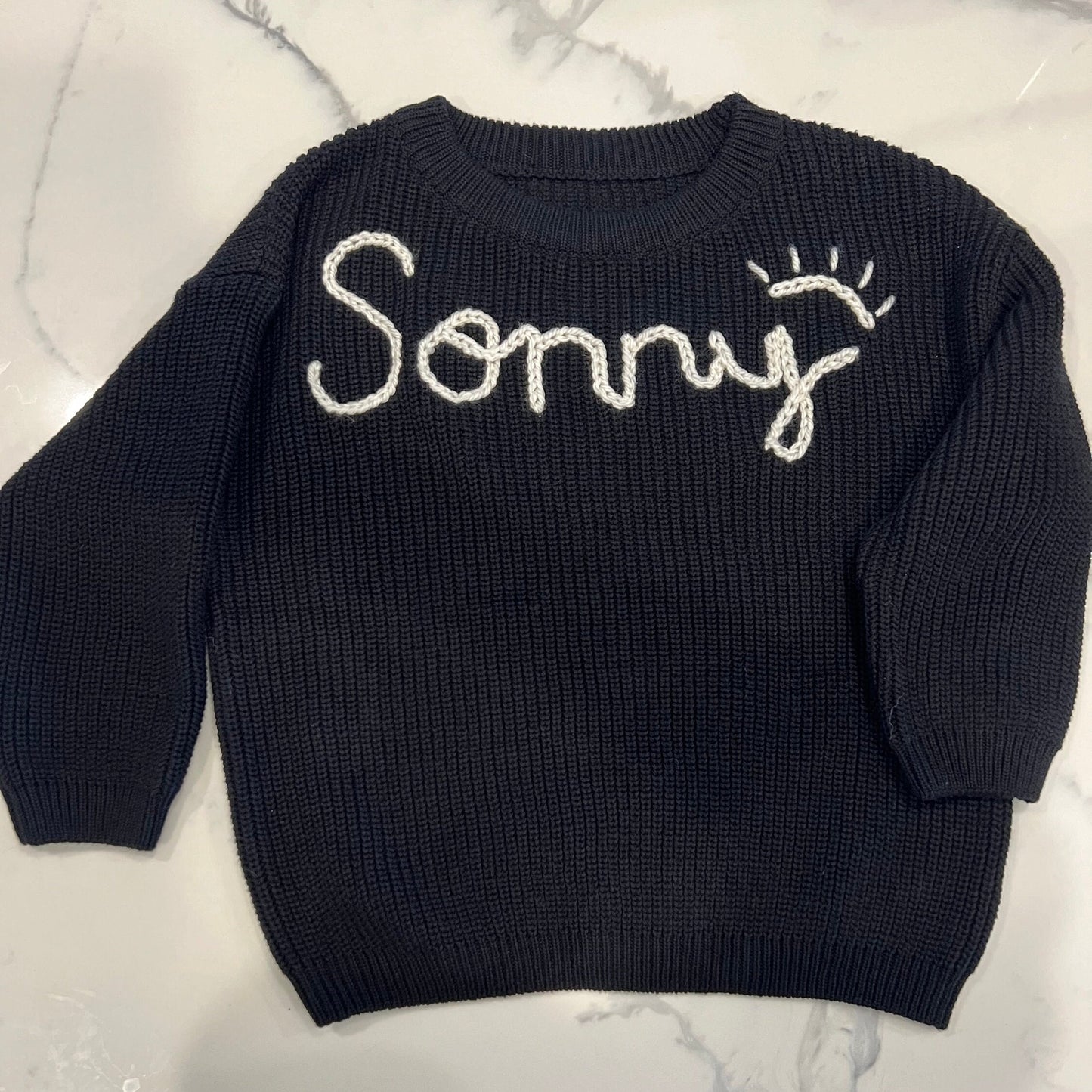 Custom Hand Embroidered Sweater | Baby Name Sweater